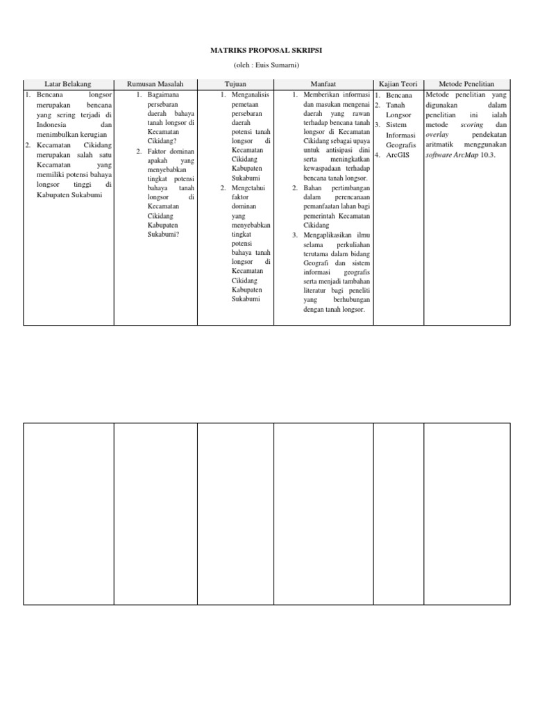Matriks Proposal Skripsi | PDF