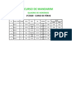 Quadro Horários Curso Férias 2020-1