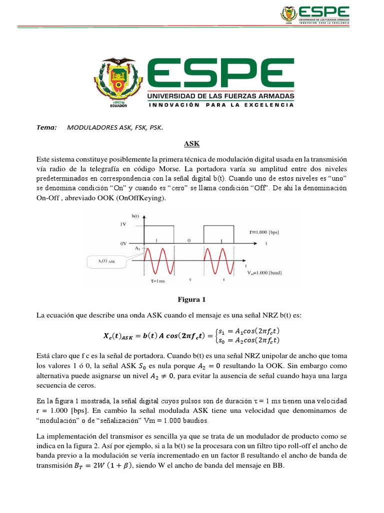 Modulación Digital: ASK, FSK, PSK | PDF | Modulación | Protocolos de ...