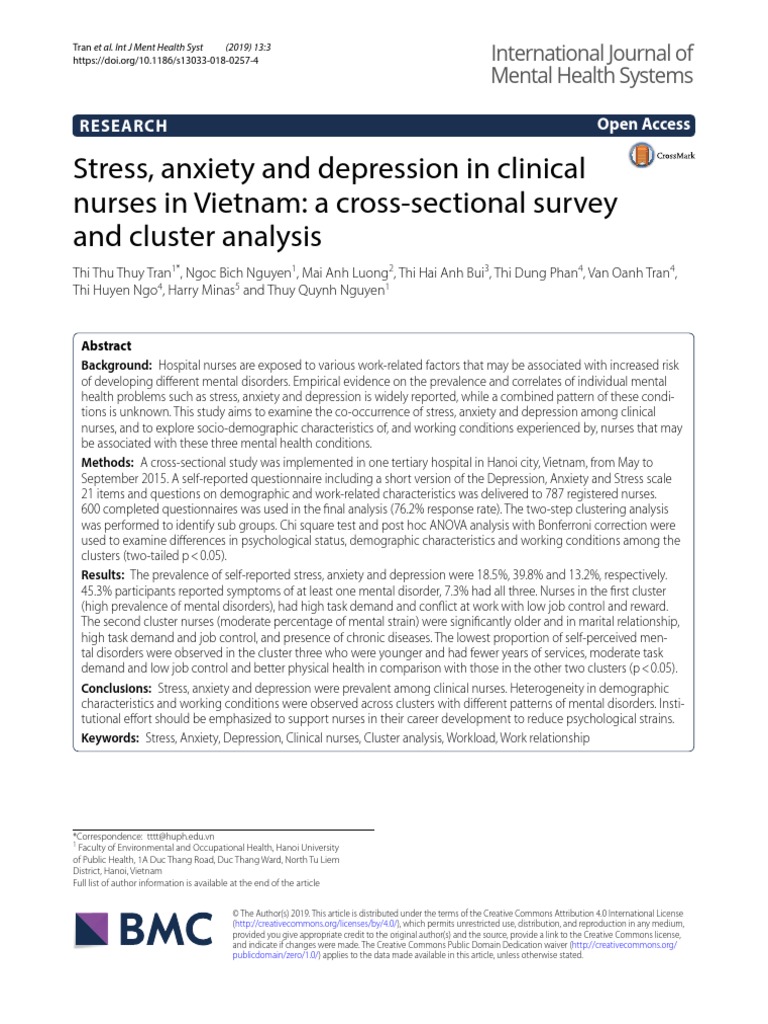 Stress, Anxiety and Depression in Clinical Nurses | PDF | Mental ...