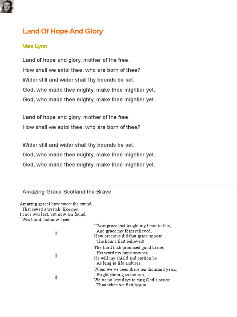sangtekst for vera lynn land of hope and glory