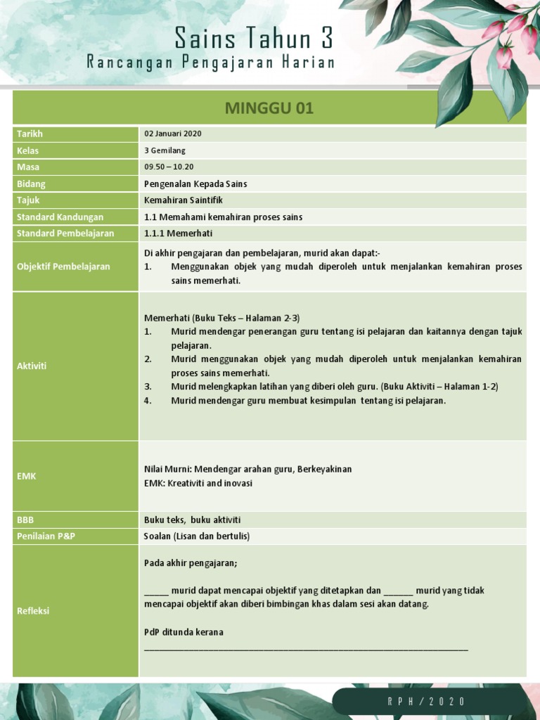 Rph Sains Tahun 3 2020 Pdf