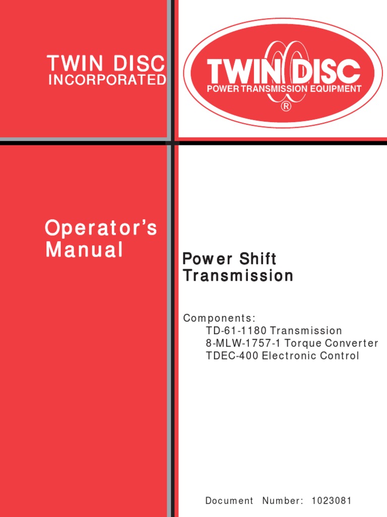 Twin Disc Manual | PDF | Transmission (Mechanics) | Clutch