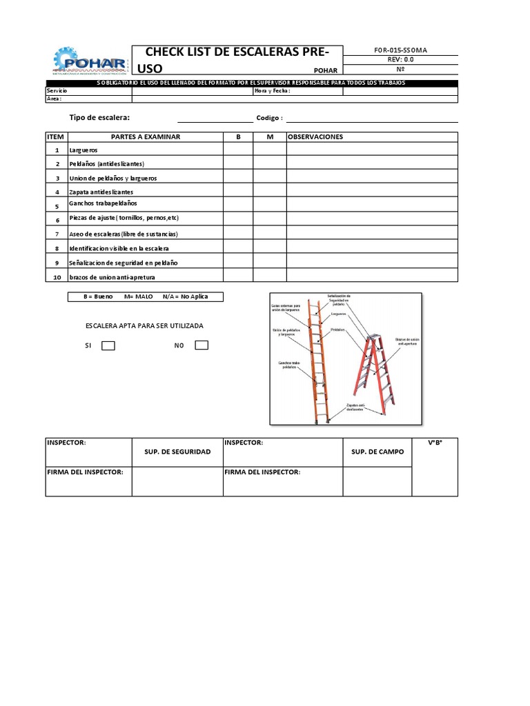 Checklist de Inspección de Escaleras | PDF