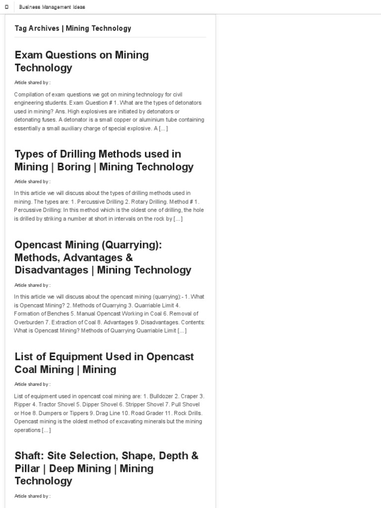 Mining Technology - Engineering Notes India | PDF | Coal Mining | Mining