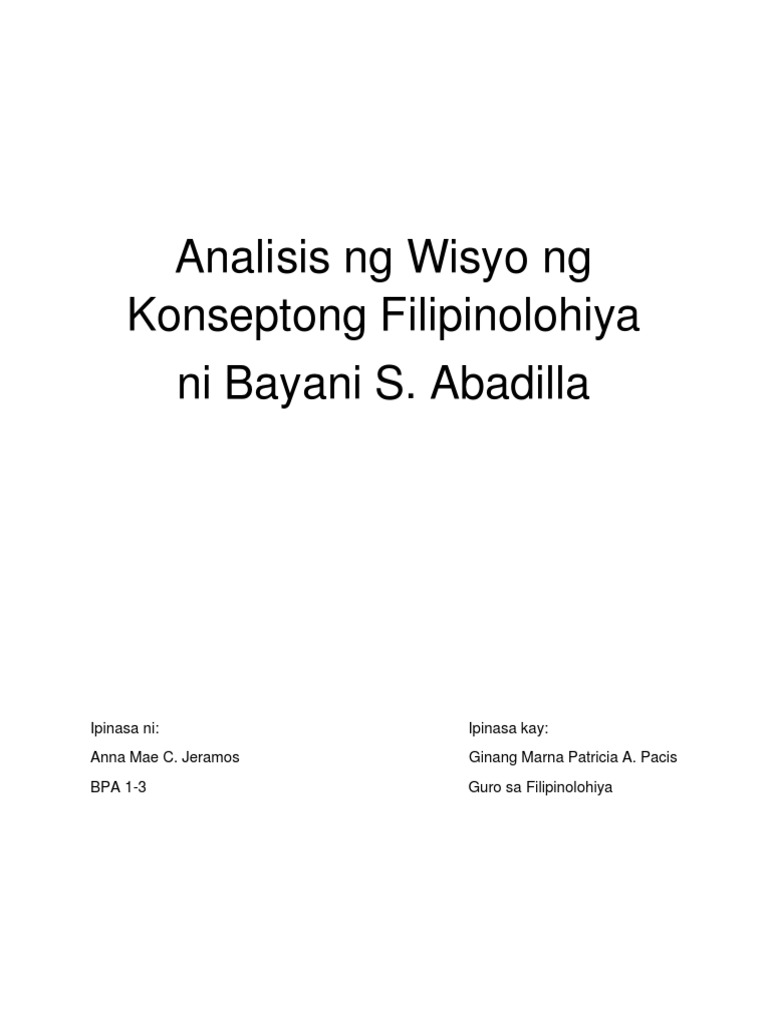 Analisis NG Wisyo NG Konseptong Filipinolohiya | PDF