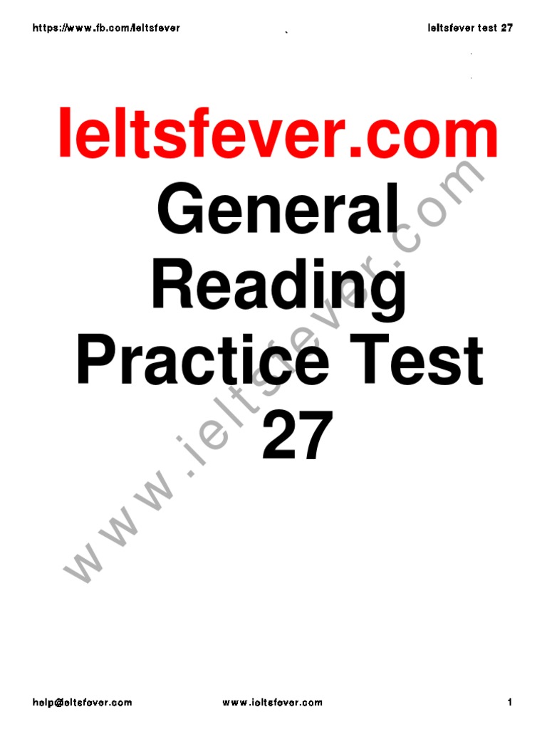 IELTS Fever General Reading Test 27 | PDF | Language Arts & Discipline