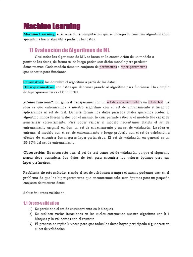 Fundamentos de Machine Learning y Modelos | PDF | Algoritmos ...