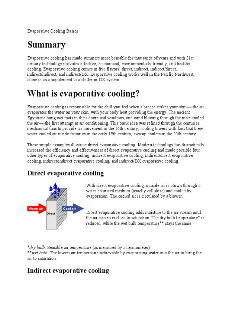 Evaporative Cooling Temperature Reduction | PDF | Air Conditioning ...