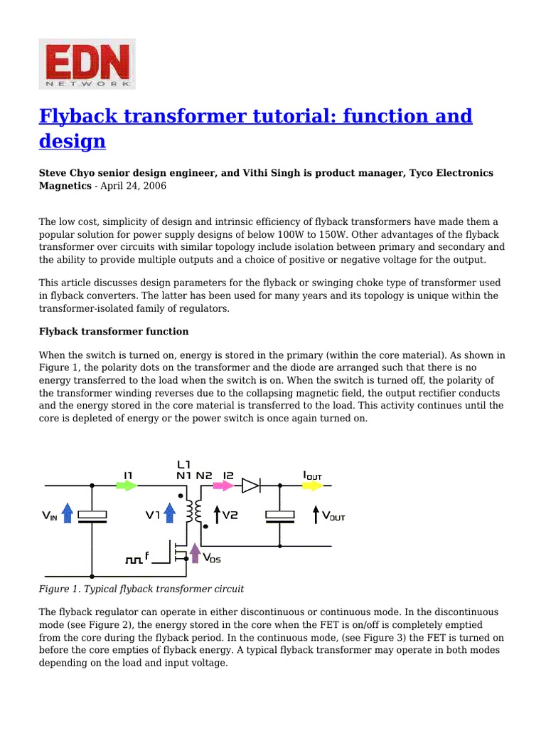 Flyback Transformer Tutorial Function and Design PDF Transformer