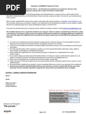 USA Candidate Expense Form 