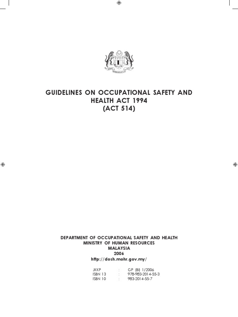 OSHA 1994 Guidelines for Malaysia | PDF | Occupational Safety And ...