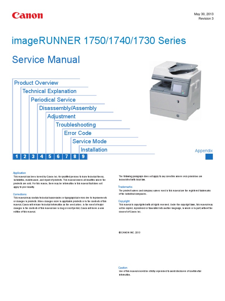 SERVICE MANUAL ImageRUNNER - 1750 - 1740 - 1730 - Series - SM.