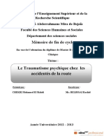 Le Traumatisme Psychique Chez Les Accidentés de La Route