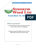 Synonyms Word List From Basic To Advanced