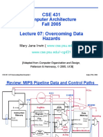 CSE 431 Computer Architecture Fall 2005 Lecture 07: Overcoming Data Hazards