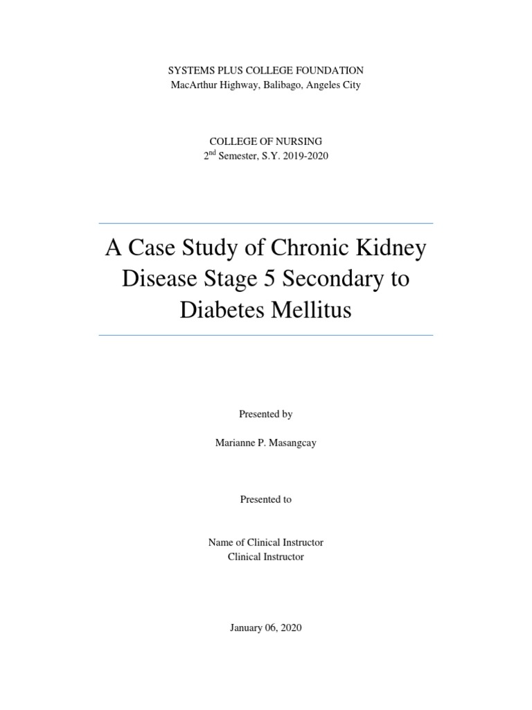 Chronic Kidney Disease Case Study PDF Chronic Kidney Disease Pancreas