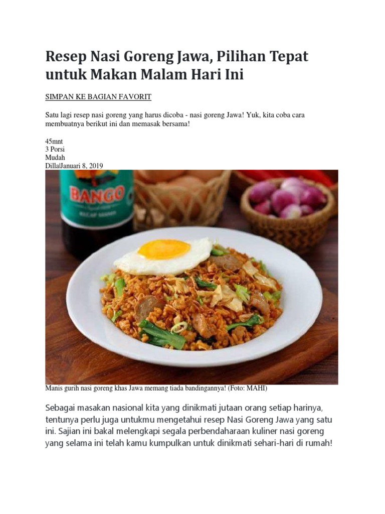 Resep Nasi Goreng Jawa