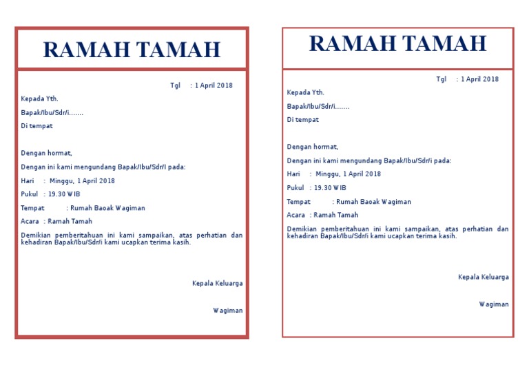 Undangan Ramah Tamah | PDF
