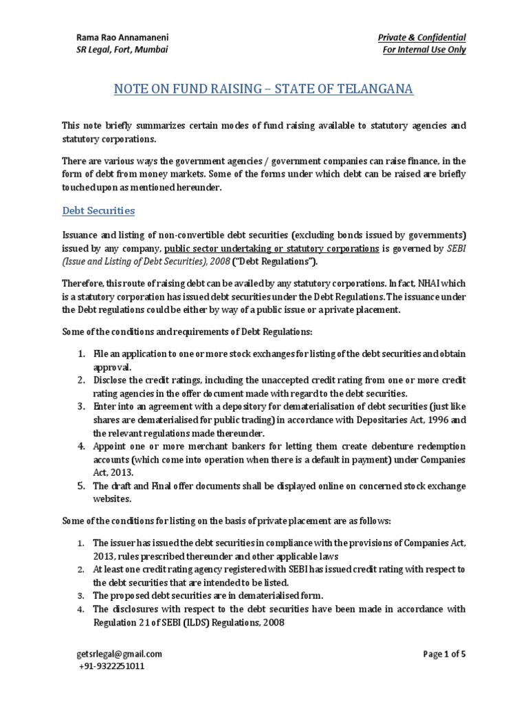 Note On Fund Raising | PDF | Municipal Bond | Bonds (Finance)