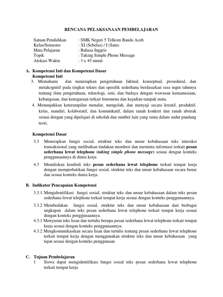 RPP Taking Simple Phone message