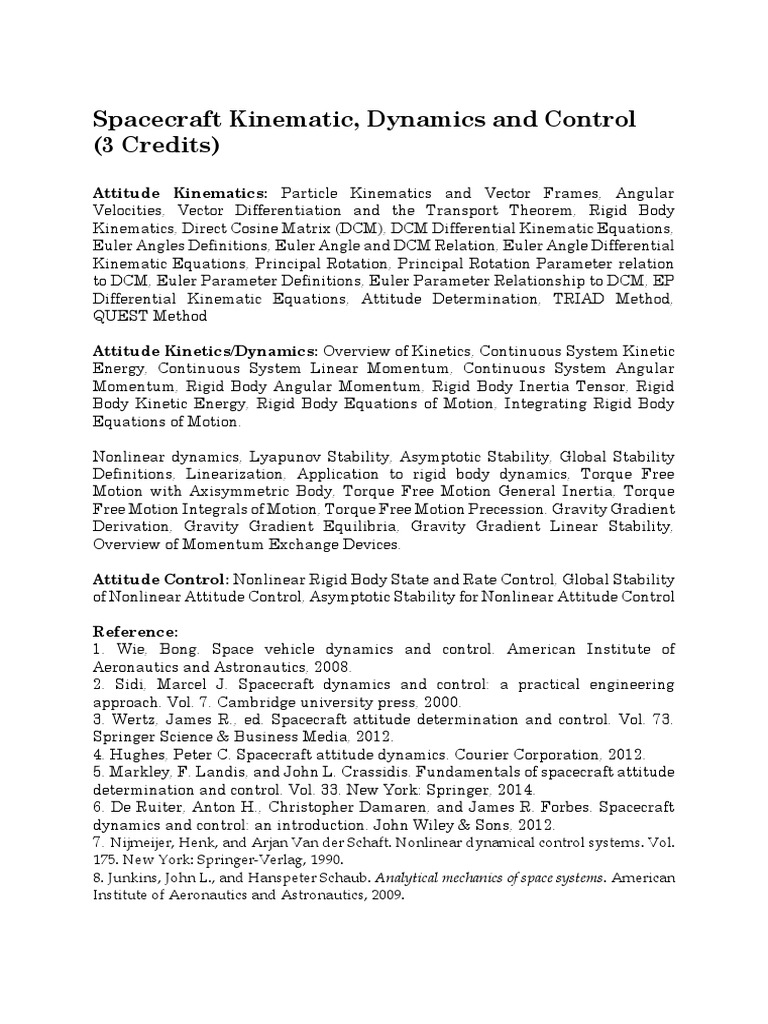 Attitude Kinematics in Spacecraft Dynamics | PDF | Attitude Control ...