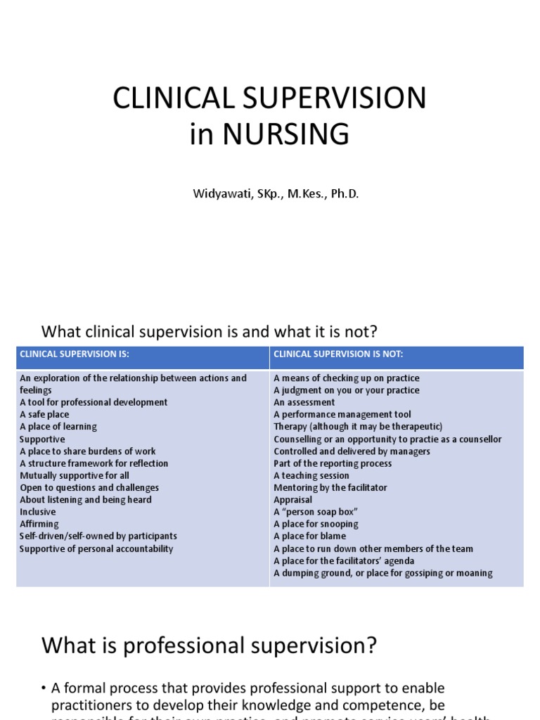 Clinical Supervision in Nursing (Widyawati) | PDF | Facilitator ...