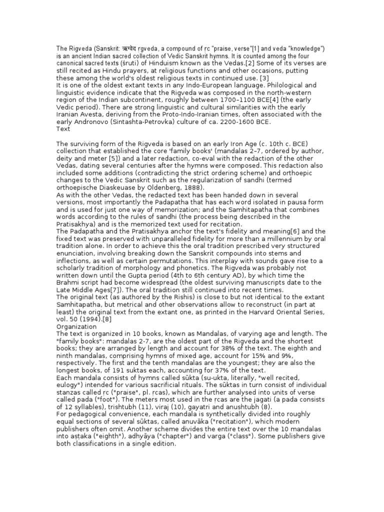 Rig Veda | Download Free PDF | Vedas | Hindu Mythology