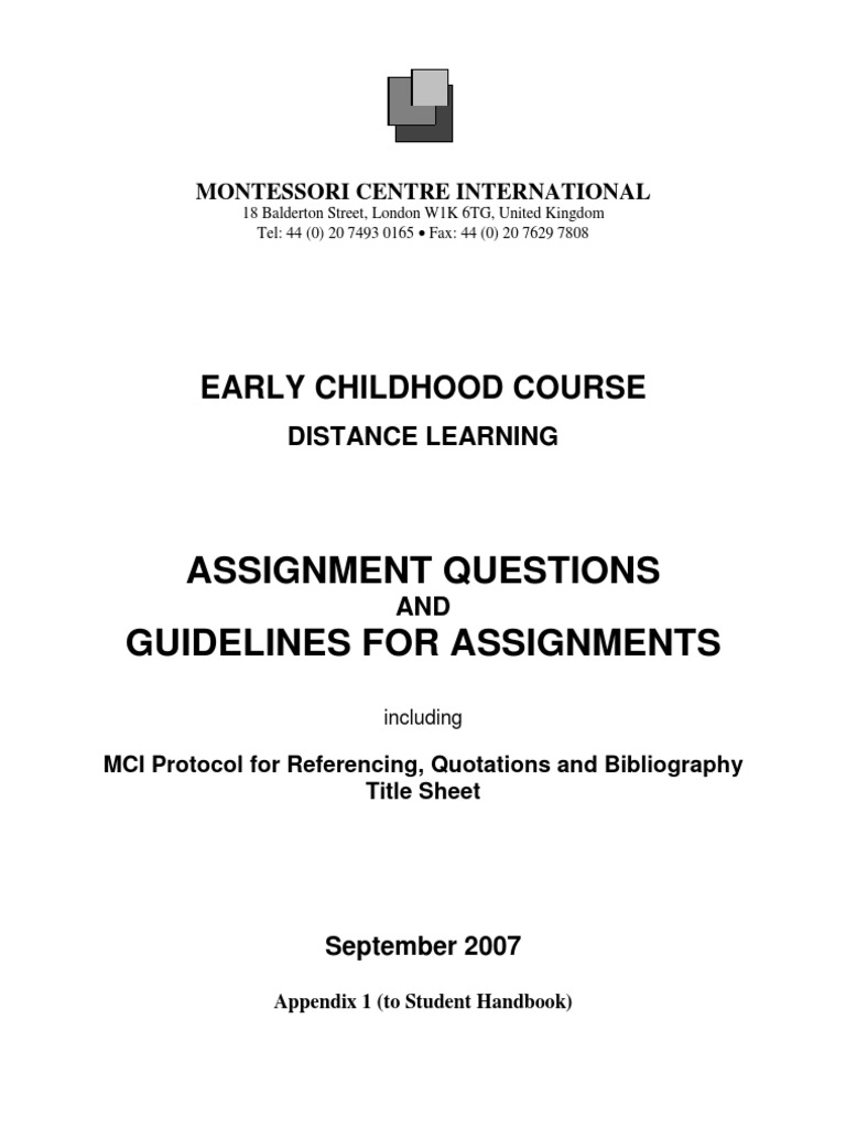 Early Childhood Education Assignment Guidelines | PDF | Montessori ...