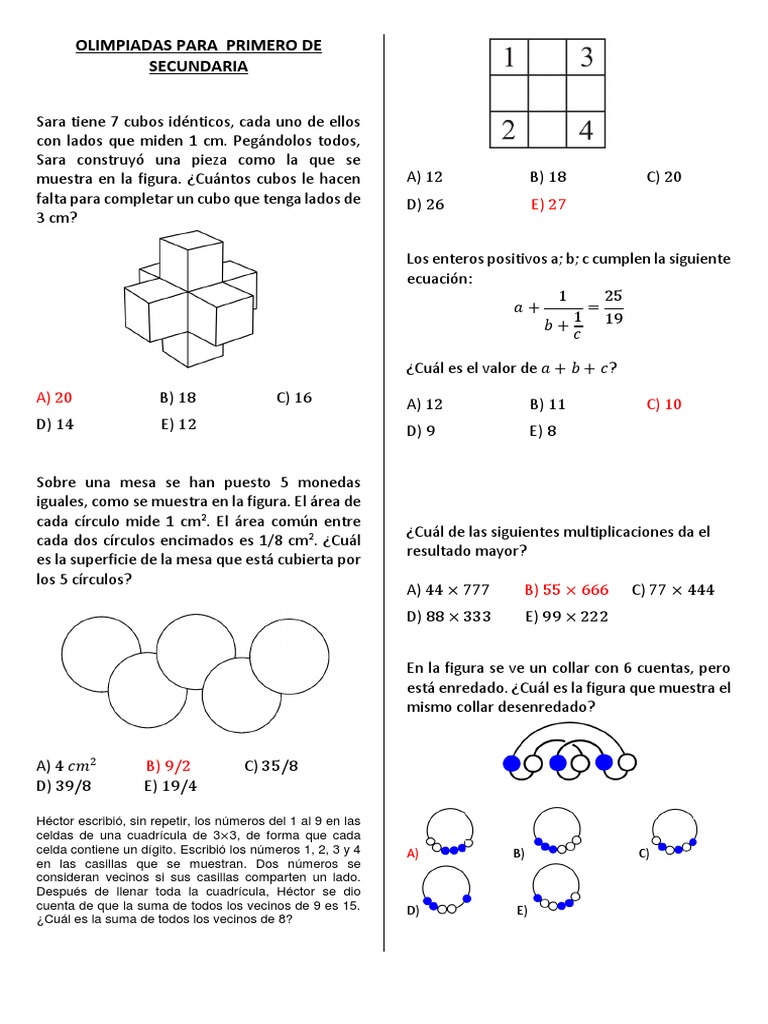 Problemas Matemáticos para Secundaria | PDF | Enseñanza de matemática