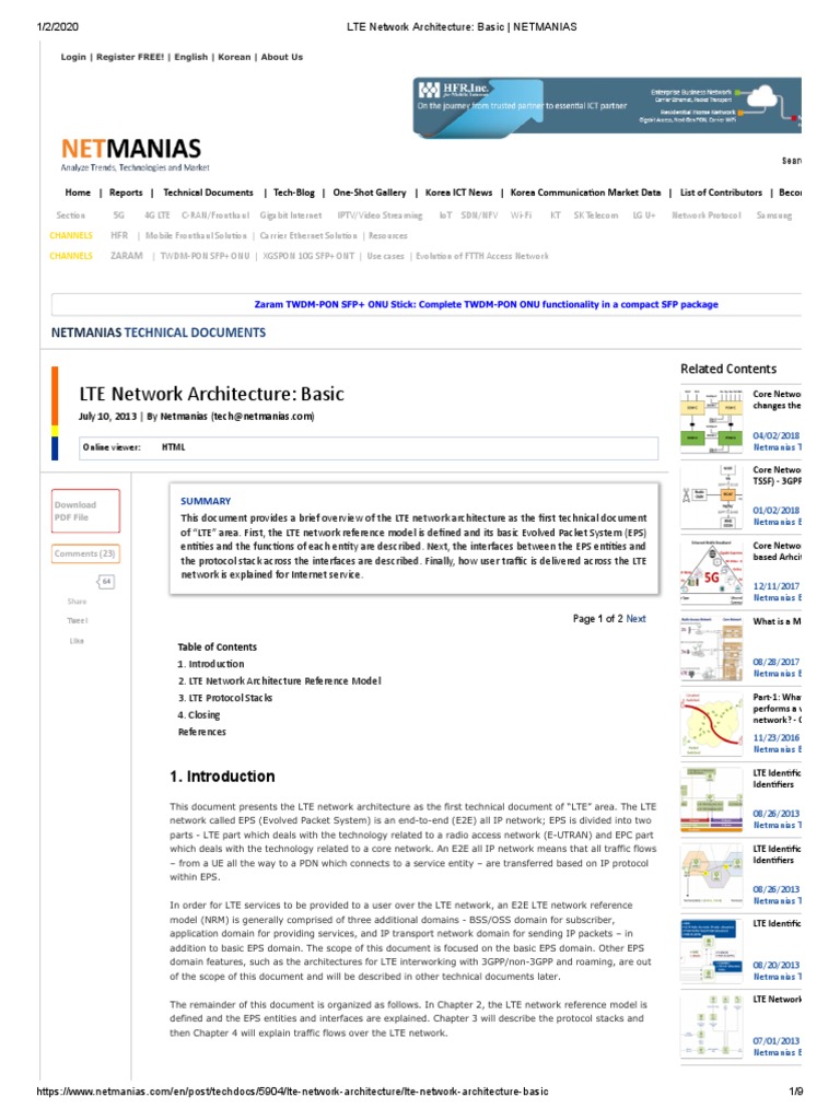 LTE Network Architecture - Basic | PDF | Computer Network | Internet ...
