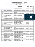 Indian Journals Indexed in Web of Science 31st August 2019 PDF