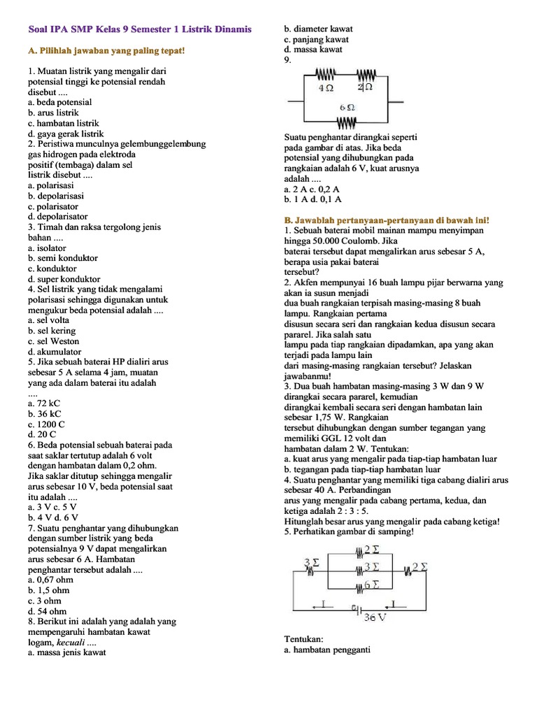 Soal Listrik Dinamis Kelas 9 SMP | PDF
