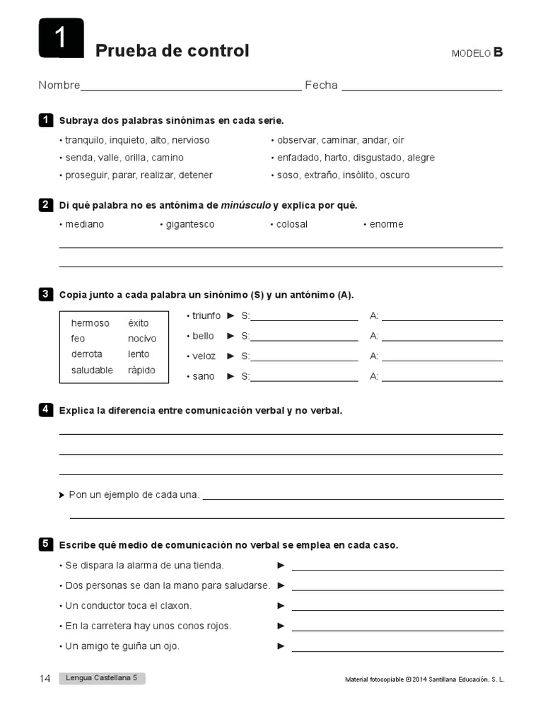 Evaluacion Tema 1 Lengua Castellana 5 | PDF | Lingüística | Semiótica