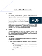 Case Analysis On Office Automation Inc.: I. Scenario