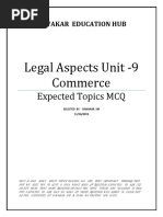 Legal Aspects Unit - 9 Commerce Expected MCQ PDF