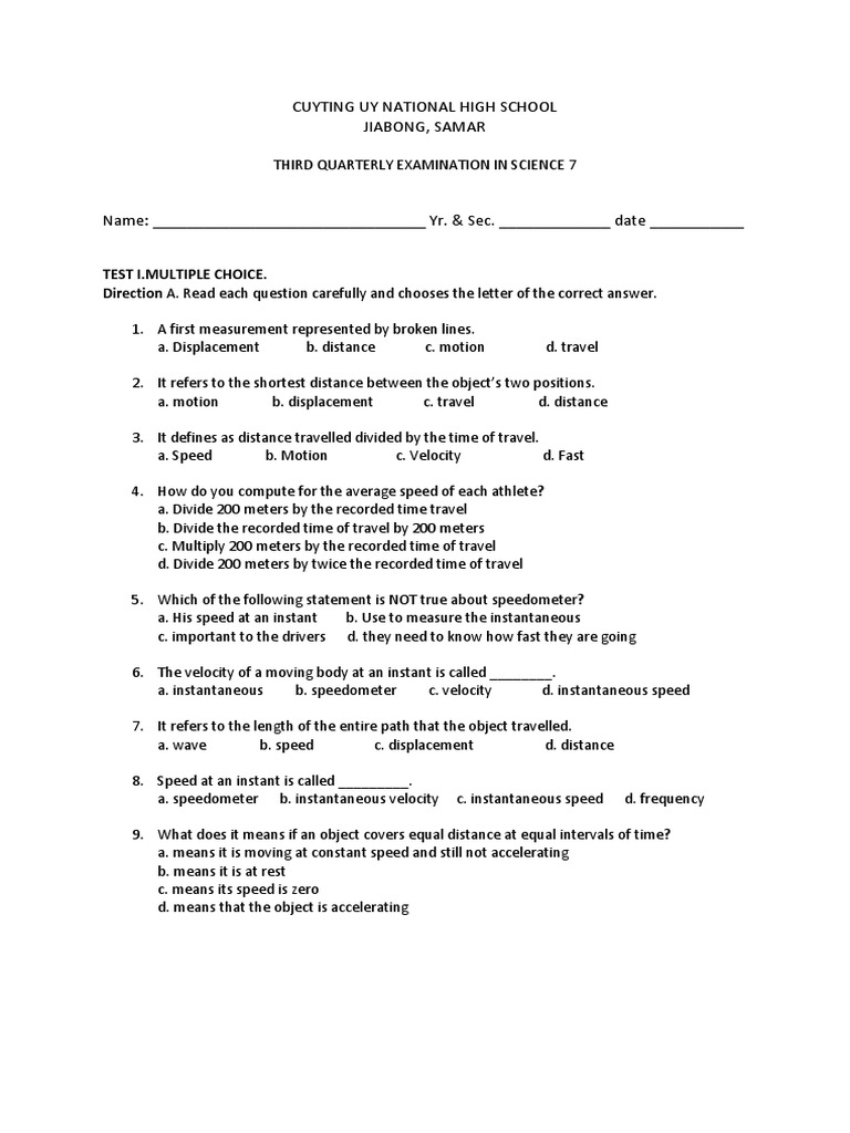 Grade 7 Science Exam Reviewer | PDF | Wavelength | Waves