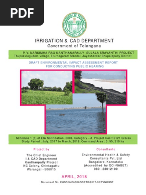 P V Narasimha Rao Kanthanapally Sujala Sravanthi Project Jayashankar Bhupalapally Draft Eia Report Eng Vol I Pdf Environmental Impact Assessment Water Resources