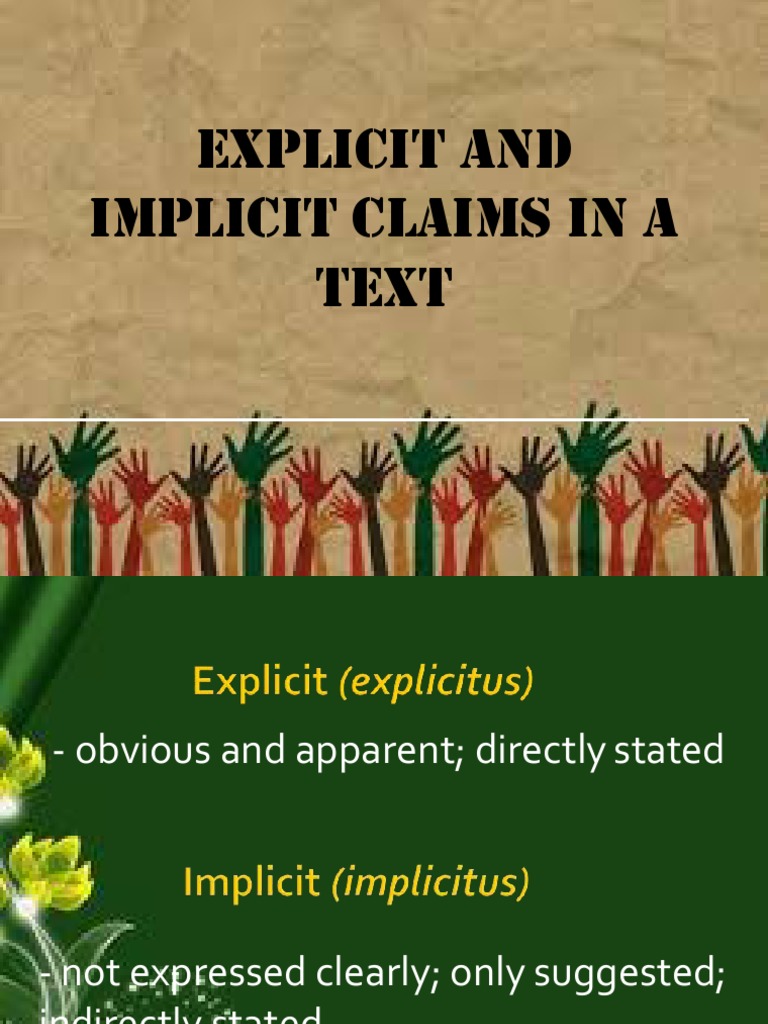 Explicit and Implicit Claims in A Text | PDF | Organ (Anatomy ...