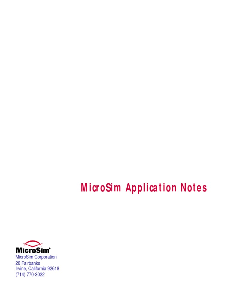 MicroSim Application Notes PDF | PDF | Spice | Electromagnetism