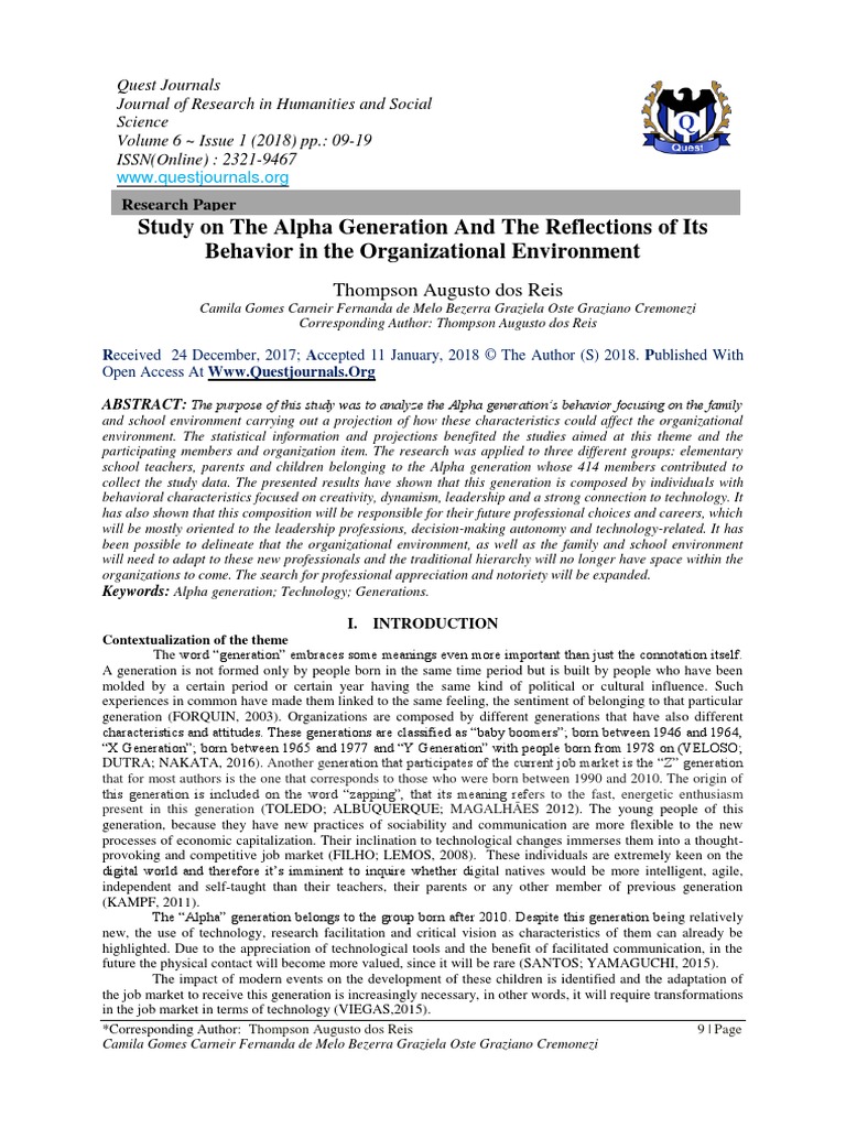 Study On The Alpha Generation and The Reflections of Its Behavior in ...