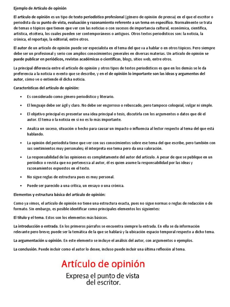 Ejemplo de Artículo de Opinión | Descargar gratis PDF | El plastico ... 