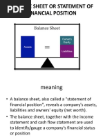 Balance Sheet or Statement of Financial Position