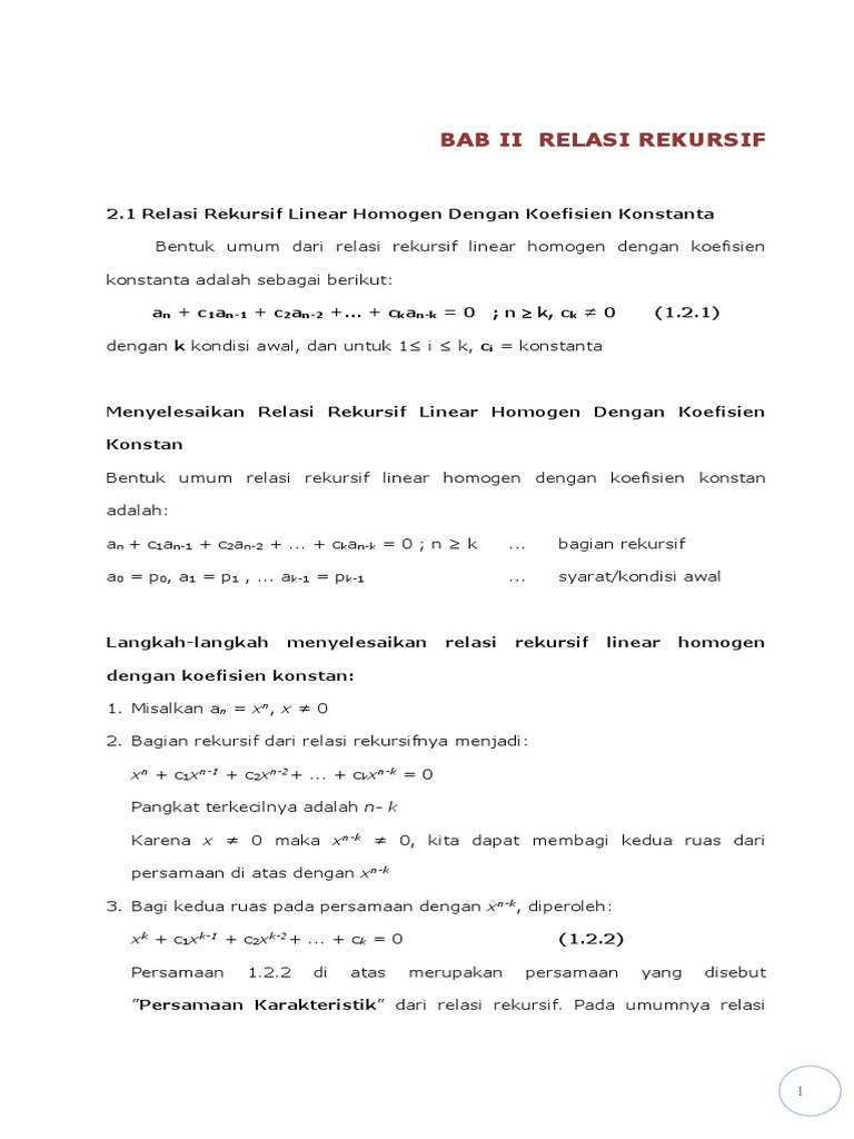 Solusi Relasi Rekursif dan Derangement | PDF | Metode & Bahan Ajar