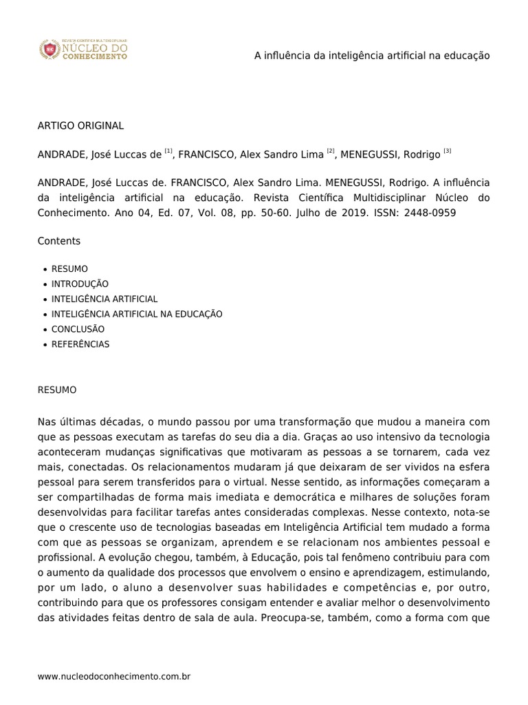 Impacto da IA na Educação | PDF | Inteligência artificial ...