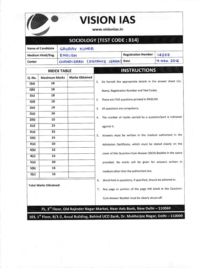 814 Gaurav Kumar Rank 34 | PDF | Sociological Theories | Behavioural ...