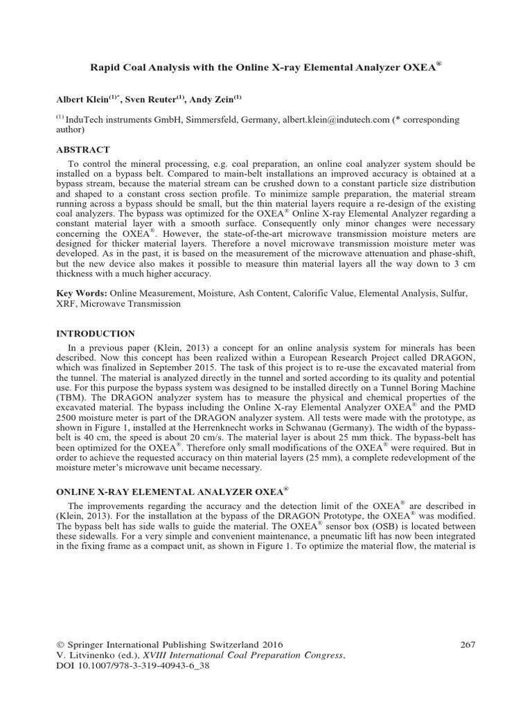 Rapid Coal Analysis With The Online X-Ray Elemental Analyzer OXEA | PDF ...