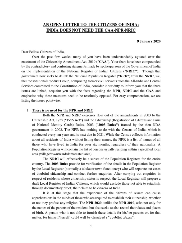 CAA letter | Government Of India | Citizenship | Free 30-day Trial | Scribd