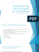 PRESENTATION OF THE WRITTEN STATEMENT OF THE PROBLEM Dred