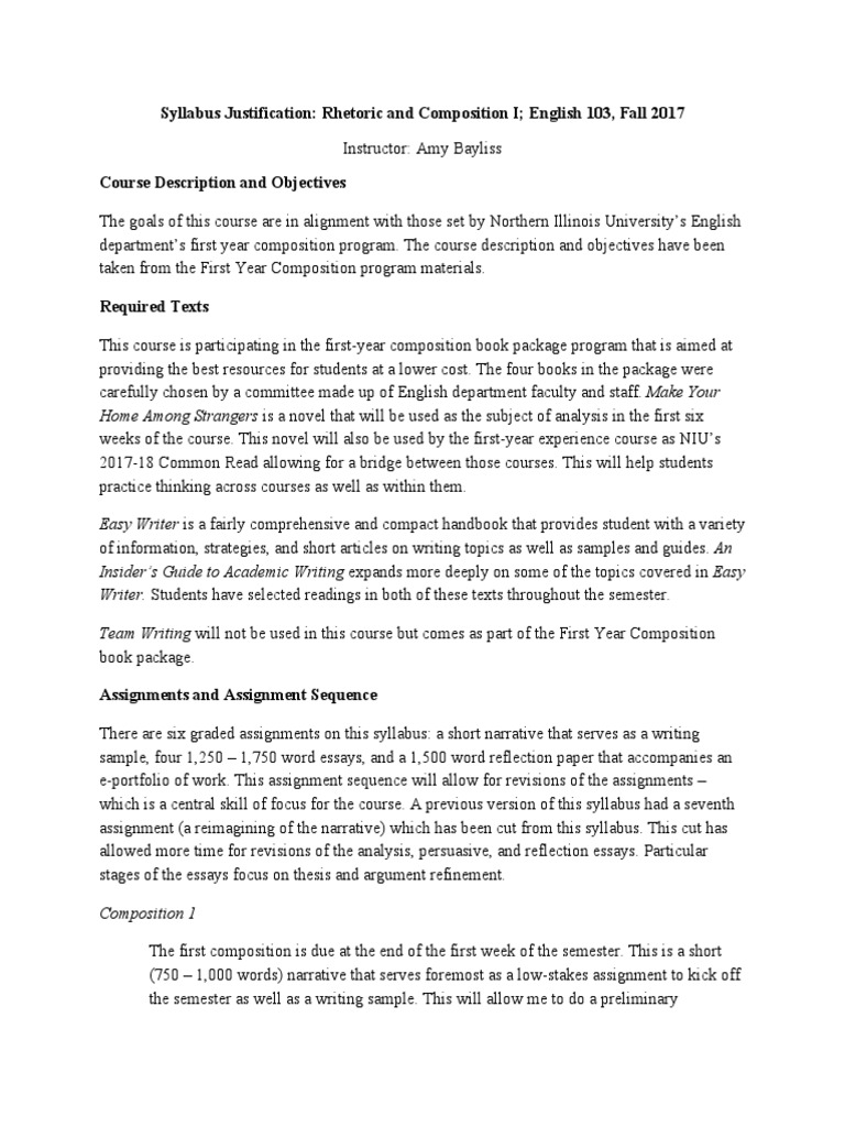 Syllabus Justification | PDF | Essays | Rhetoric